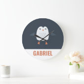 festliche lustige niedliche Pinguine personalisier Große Wanduhr (Zuhause)