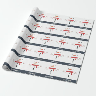 festliche lustige niedliche Schneemann personalisi Geschenkpapier