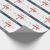 festliche lustige niedliche Schneemann personalisi Geschenkpapier (Ecke)