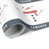 festliche lustige niedliche Schneemann personalisi Geschenkpapier (Rolleneckpunkt)