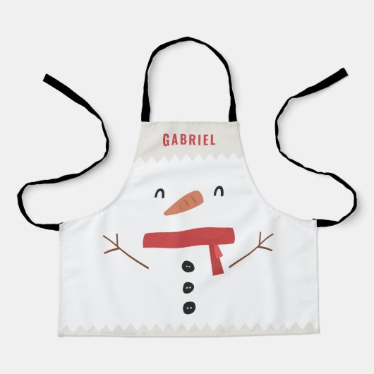 festliche lustige niedliche Schneemann personalisi Schürze (Vorderseite)