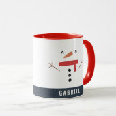 festliche lustige niedliche Schneemann personalisi Tasse (VorderseiteRechts)