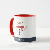 festliche lustige niedliche Schneemann personalisi Tasse (Vorderseite Links)