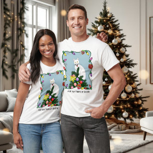 Festliche lustige Weihnachtsbaum lustige weiße Kat T-Shirt
