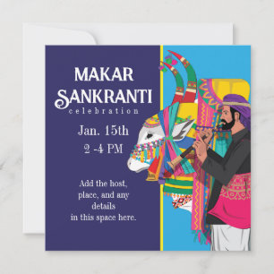 Festliche Makar Sankranti geschmückte Kuh Einladung
