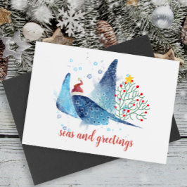 Festliche Manta Ray Seas in Grüße Weihnachtsbaum Feiertagskarte