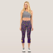 Festliche Mardi Gras Streamers Fun Custom Pickleba Capri Leggings (Vorderseite)