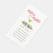 Festliche Martinis und Mistelzweig Feiertagsgeträn Serviette (Ecke)