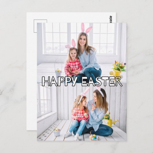 Festliche, maßgeschneiderte 2-Fotos Familie glückl Postkarte (Vorne/Hinten)