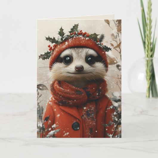 Festliche Meerkat im Winter Wunderland Einladung (Vorderseite)