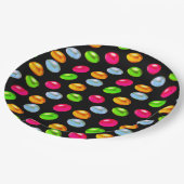 Festliche, mehrfarbige Ostereier auf schwarz Pappteller (Schrägansicht)