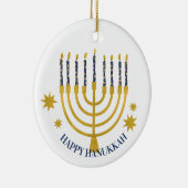 Festliche Menorah Candles Happy Hanukkah Keramik Ornament (Rechts)