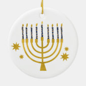 Festliche Menorah Candles Happy Hanukkah Keramik Ornament (Hinten)
