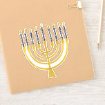 Festliche Menorah Hanukkah Celestial Candles Elega Aufkleber<br><div class="desc">Imitate Goldfolie menorah Kerzen für Ihre Hanukka Feier. Whimsical menorah Illustration mit weißen Sternen bedeckte Himmelskerzen auf einem Imitat Gold menorah Kerzenständer. Menorah elegante Sterne Hanukkah illustrierte Design Geschenke und Papierprodukte.</div>