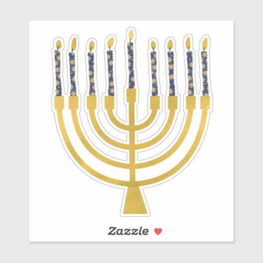 Festliche Menorah Hanukkah Celestial Candles Elega Aufkleber (Blatt)