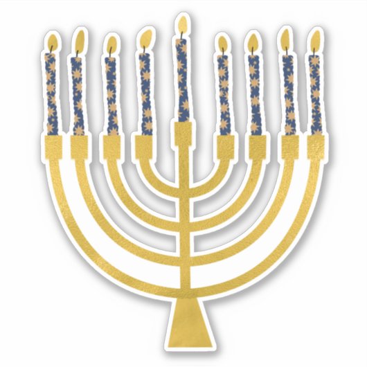 Festliche Menorah Hanukkah Celestial Candles Elega Aufkleber (Vorderseite)