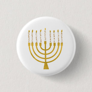 Festliche Menorah Hanukkah Celestial Candles Elega Button