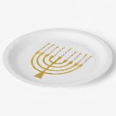 Festliche Menorah Hanukkah Celestial Candles Elega Pappteller (Schrägansicht)