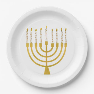 Festliche Menorah Hanukkah Celestial Candles Elega Pappteller