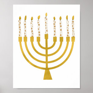 Festliche Menorah Hanukkah Celestial Kerzen Zeichn Poster
