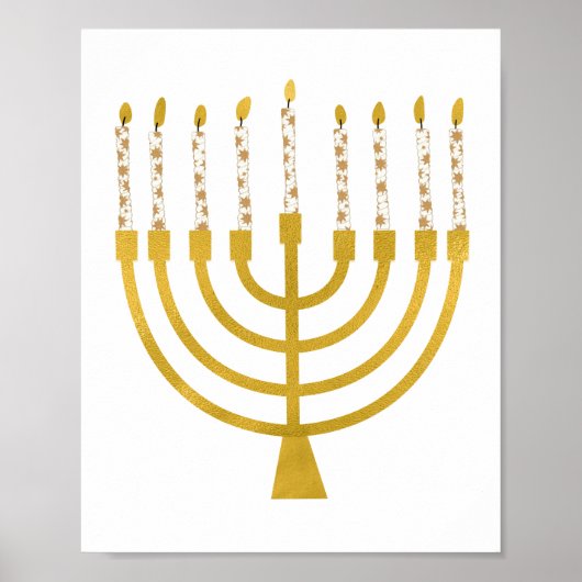 Festliche Menorah Hanukkah Celestial Kerzen Zeichn Poster (Vorne)