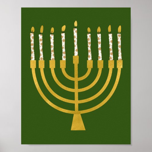 Festliche Menorah Hanukkah Celestial Kerzen Zeichn Poster (Vorne)