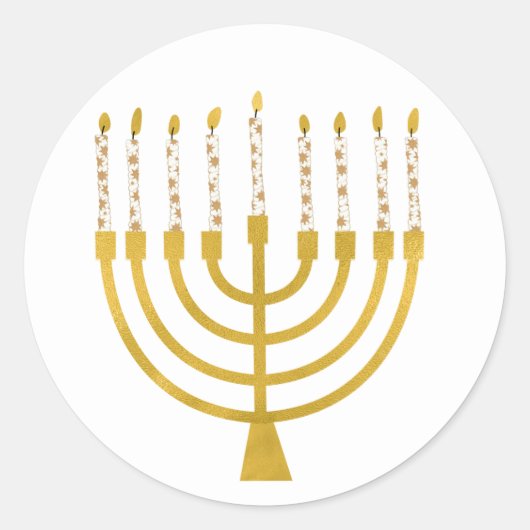 Festliche Menorah Hanukkah Celestial Kerzen Zeichn Runder Aufkleber (Vorderseite)