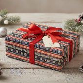 Festliche Messe Isle Navy Red Ugly Weihnachtskraut Geschenkpapier