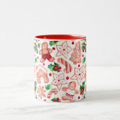 Festliche Minimal Gingerbret Cookie Weihnachten Zweifarbige Tasse (Mittel)