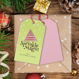 Festliche Minimal Weihnachtself Hat rosa rote Stre Geschenkanhänger