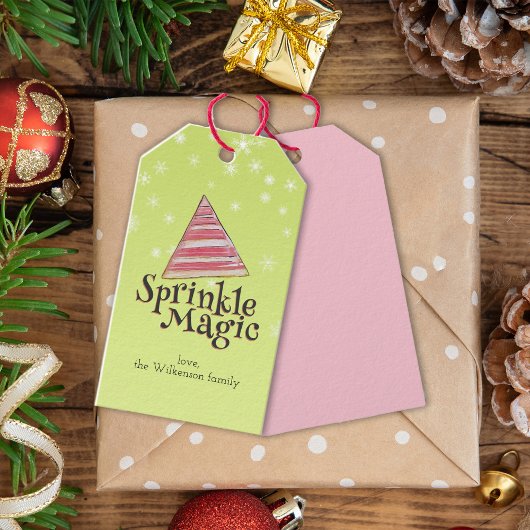 Festliche Minimal Weihnachtself Hat rosa rote Stre Geschenkanhänger