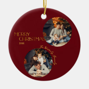 Festliche moderne frohe Weihnachten Bogen Foto Keramik Ornament