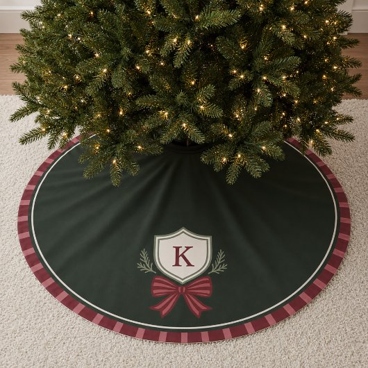 Festliche moderne Monogramm-Wappen-Weihnachtsbaum- Polyester Weihnachtsbaumdecke
