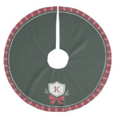 Festliche moderne Monogramm-Wappen-Weihnachtsbaum- Polyester Weihnachtsbaumdecke (Vorderseite)