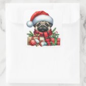Festliche Mops-Aufkleber Quadratischer Aufkleber (Tasche)