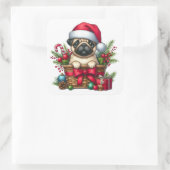 Festliche Mops-Aufkleber Quadratischer Aufkleber (Tasche)