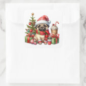 Festliche Mops-Aufkleber Quadratischer Aufkleber (Tasche)