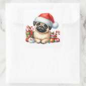 Festliche Mops-Aufkleber Quadratischer Aufkleber (Tasche)