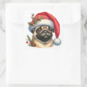 Festliche Mops-Aufkleber Quadratischer Aufkleber (Tasche)