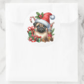 Festliche Mops-Aufkleber Runder Aufkleber (Tasche)