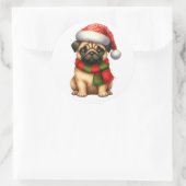 Festliche Mops-Aufkleber Runder Aufkleber (Tasche)