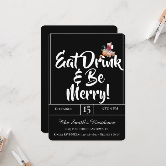 Festliche Niedliche Drinks Party essen Drink & Sei Einladung (Vorderseite/Rückseite Beispiel)