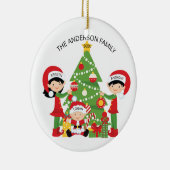 Festliche niedliche Familie personalisierten Keramikornament (Rechts)