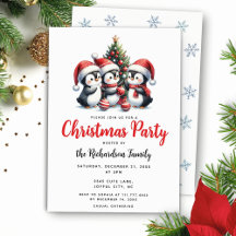 Festliche Niedliche Pinguine Weihnachts-Party