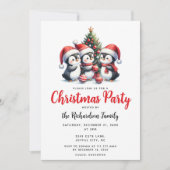 Festliche Niedliche Pinguine Weihnachts-Party Einladung (Vorderseite)
