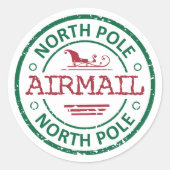 Festliche Nordpol-Luftpost Runder Aufkleber (Vorderseite)