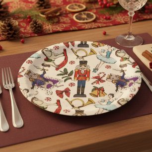 Festliche Nussknacker-Ballett-Weihnachts-Xmas-Part Pappteller