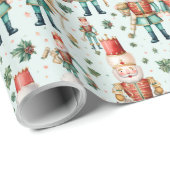 Festliche Nutcracker & Weihnachtsgrün Geschenkpapier (Rolleneckpunkt)