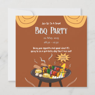Festliche Orange-Braune-BBQ-Party-Karte