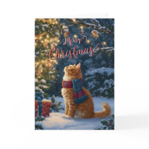 Festliche Orange Katze Weihnachtsgrußkarte gefalte